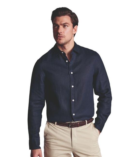 Charles Tyrwhitt Slim Fit Pure Linen Shirt in Blue for Men