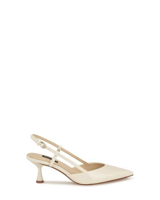Nine West Natural Rhonda Slingback Pointed Toe Kitten Heel Pump