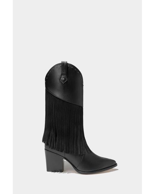 Dante Black Leather Fringe Boots Feelings