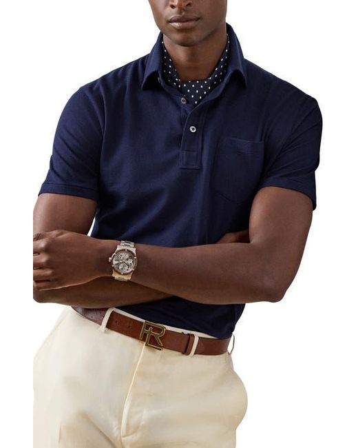 Ralph Lauren Blue Cotton & Cashmere Pocket Polo for men