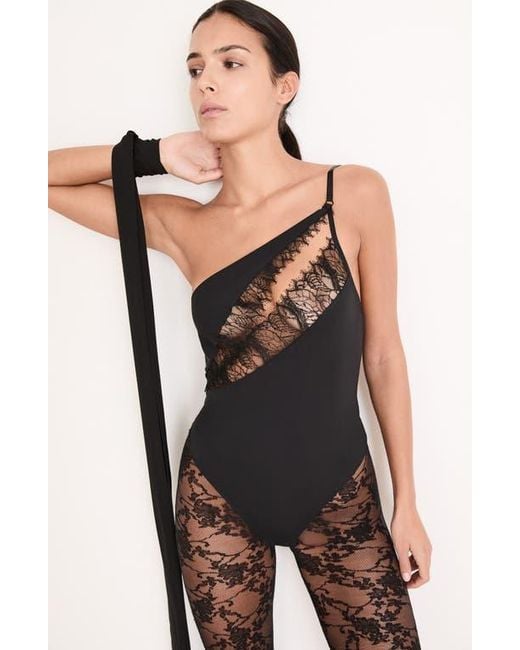 Etam Black Mysterieuse Lace Inset Bodysuit