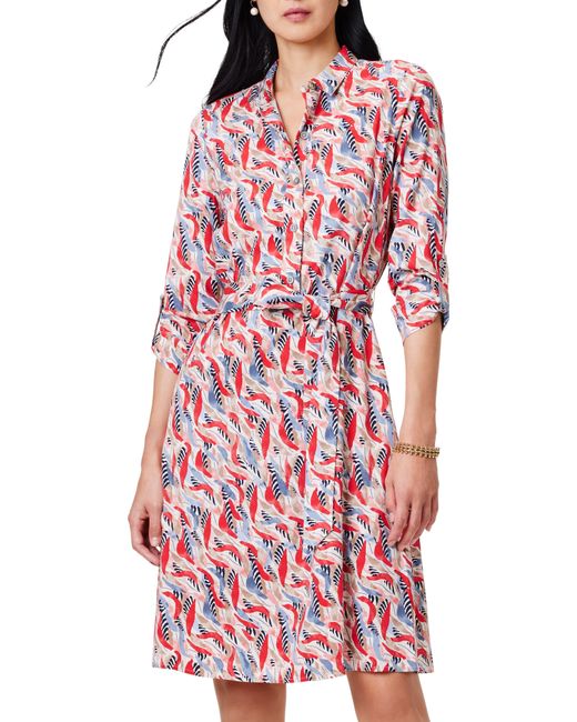 NIC+ZOE Red Nic+zoe Coral Waves Live In Shirtdress