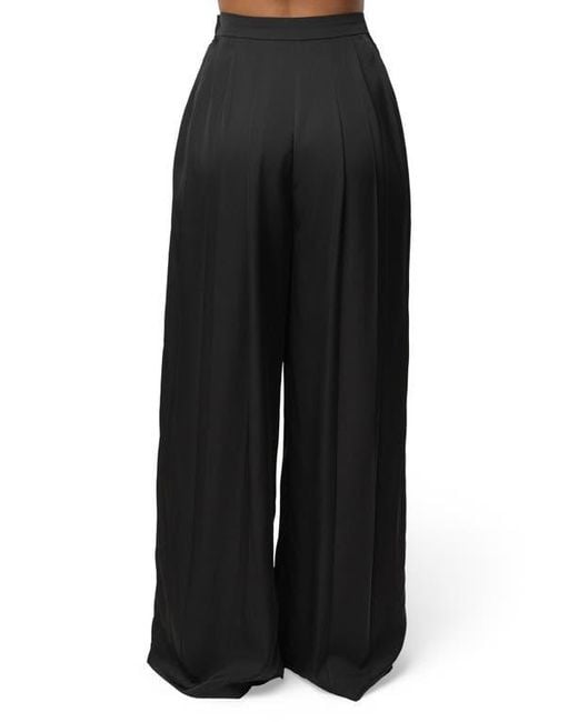 JLUXLABEL Black Clara Pleated Wide Leg Trousers