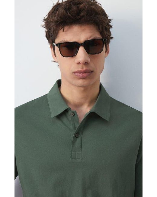 Mango Green Solid Cotton Piqué Polo for men