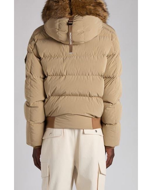 Moncler Natural Luynes Down Jacket With Faux Fur Trim for men
