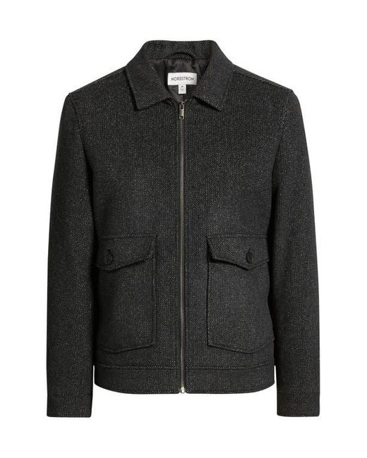 Nordstrom Black Wool Blend Zip Front Jacket for men