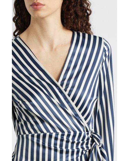 blue stripe wrap dress Azalea Cotton Tailored Scoop Neck Mini Dress in capri blue main image 0