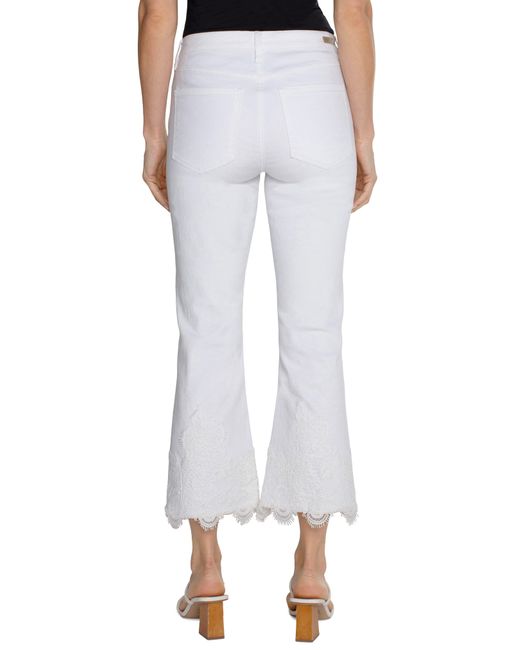 Liverpool Los Angeles White Hannah Lace High Waist Crop Flare Jeans