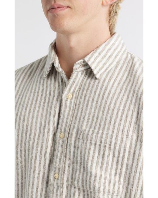 Alex Crane Gray Cloud Stripe Organic Cotton Flannel Button-Up Shirt for men