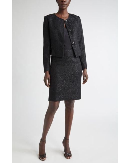 St. John Black Compact Tape Tweed Jacket