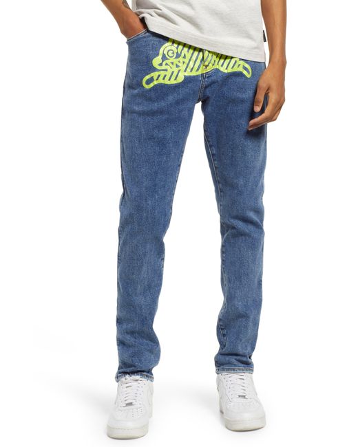 ICECREAM Blue Neon Lime Jeans for men
