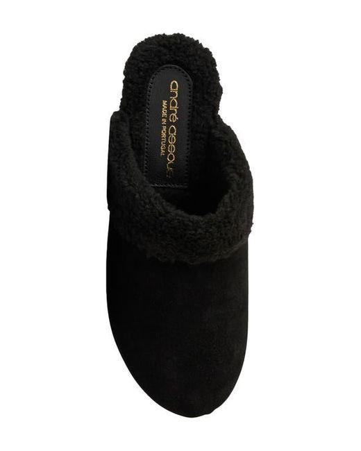 Andre Assous Black Olivia Faux Shearling Clog