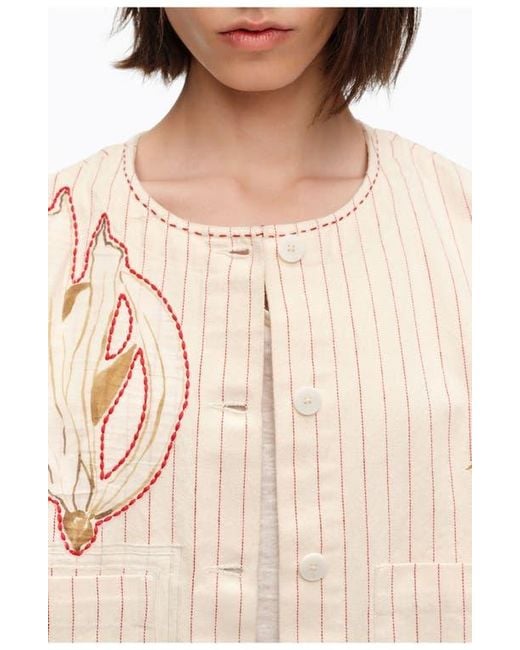 Bimba Y Lola Natural Patchwork Cotton Cropped Jacket