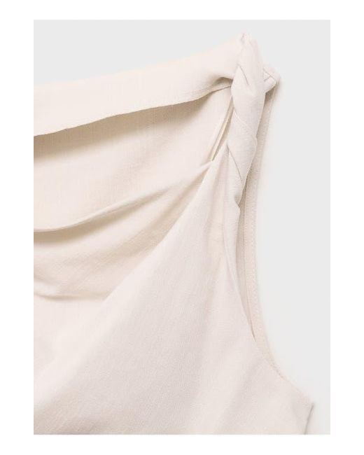 Mango White Asymmetric Drape Crop Top