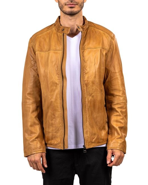 Maceoo Natural Washed Lambskin Leather Jacket for men