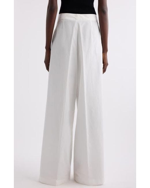 Dries Van Noten White Pamplona Pleated Wide Leg Trousers