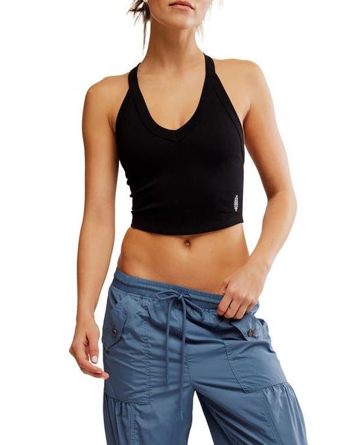 Free People Black Fp Movement All Clear Crop Racerback Tank
