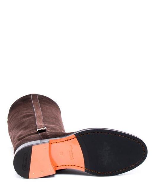 Santoni Brown Suede Riding Boot