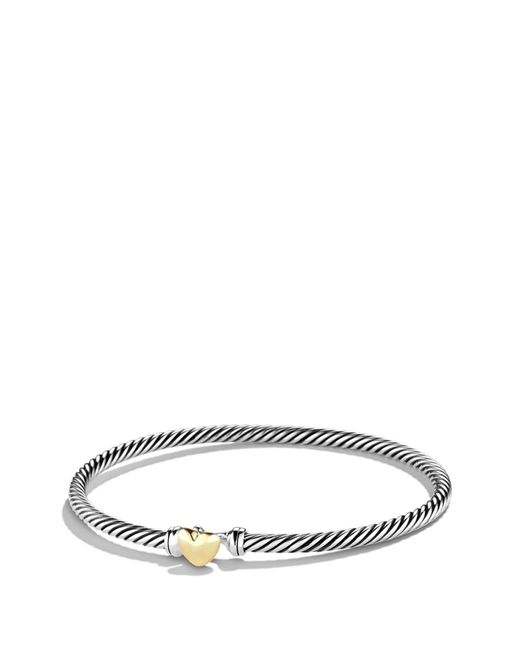 David Yurman Metallic Sterling Silver 18k Gold Heart Petite Bracelet
