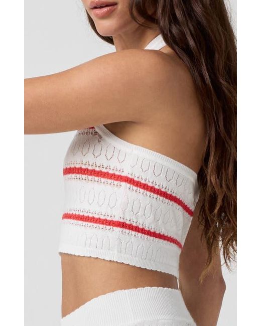 Florence By Mills Pink Pointelle Halter Crop Top