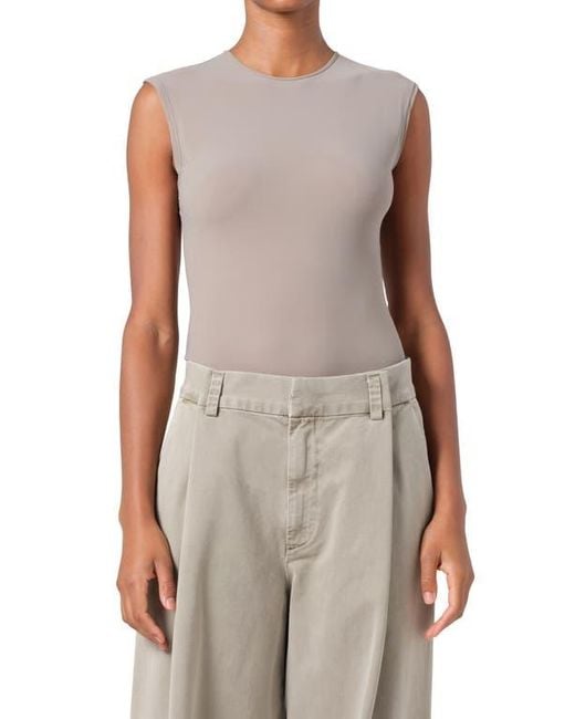 Agolde Brown Aura Cap Sleeve Bodysuit