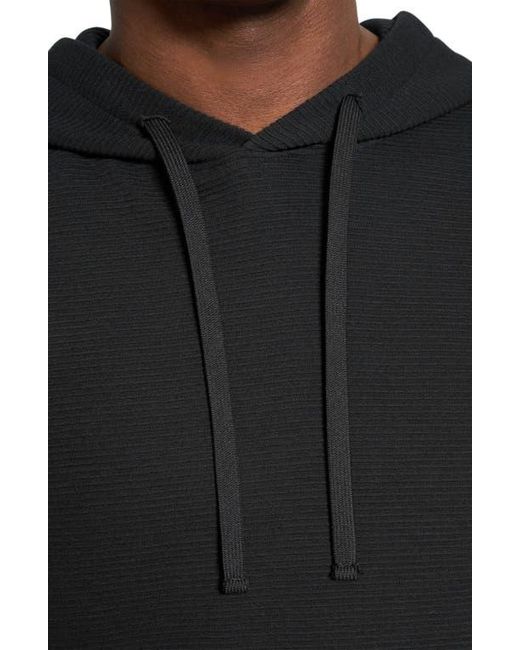 Theory Black Delroy Studio Textured Hoodie for men