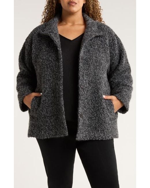 Eileen Fisher Black Alpaca & Wool Blend Short Coat
