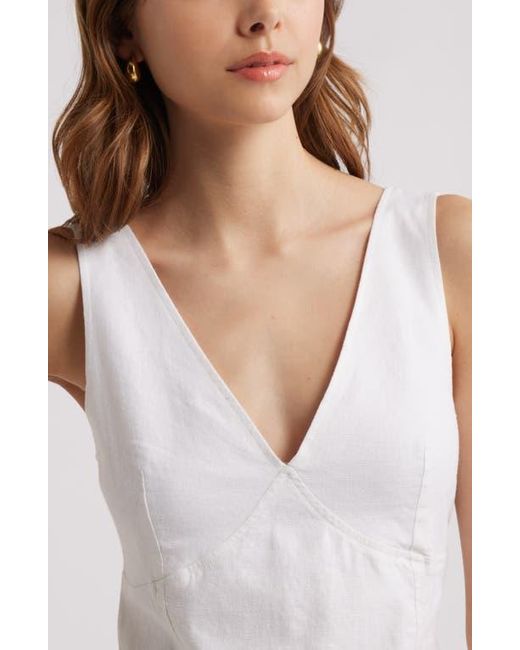 Open Edit White Sleeveless Linen Blend Minidress