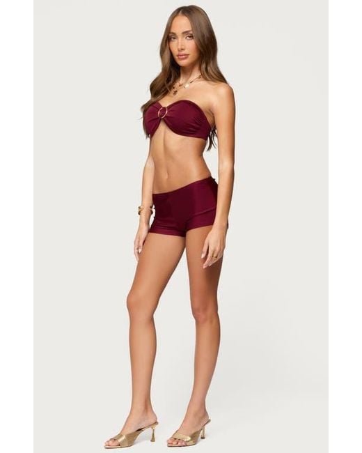 Edikted Red Mckenzie Microshorts