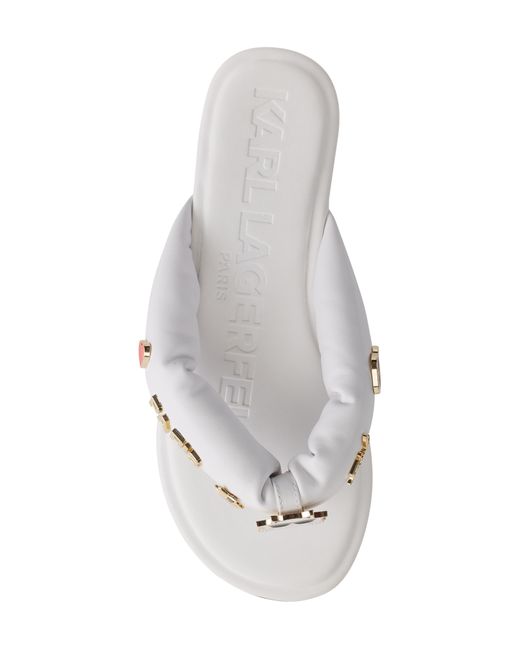 Karl Lagerfeld White Ceejay Pins Flip-flop