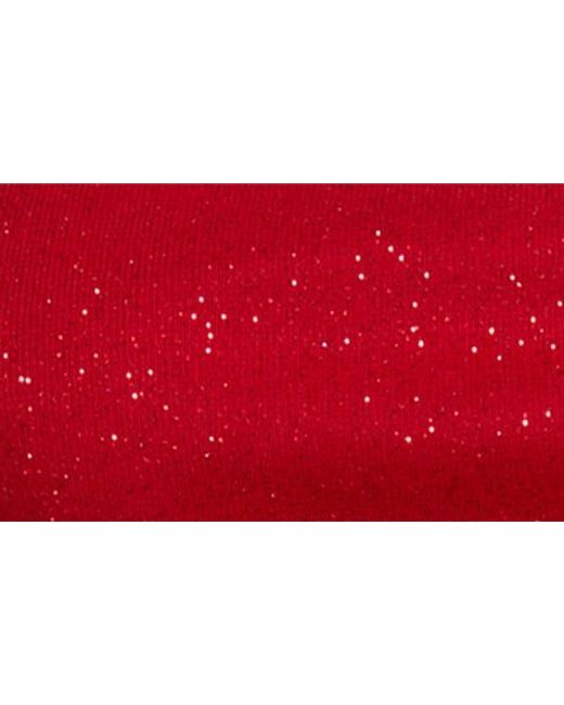 Jump Apparel Red Metallic Drape Front Long Sleeve Minidress