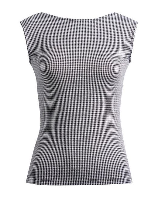 Madewell Gray Gingham Low Back Cap Sleeve Top