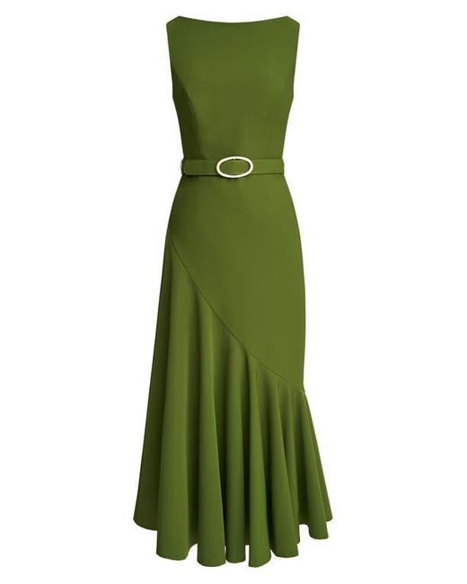 Kay Unger Green Gianna Belted Cocktail Dress