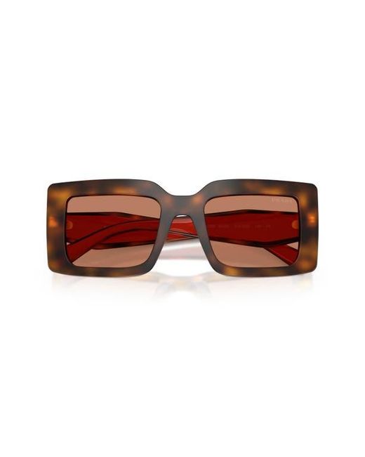 Prada Brown 52Mm Rectangular Sunglasses