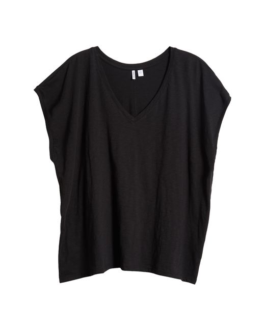 Nordstrom Black V-neck Pima Cotton Slub T-shirt
