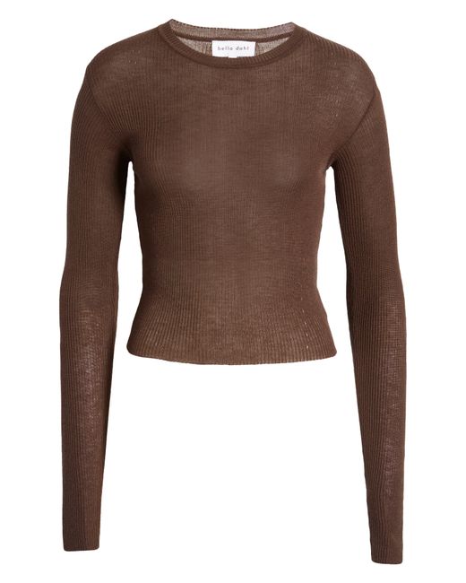 Bella Dahl Ribbed Crewneck Sweater in Black | Lyst
