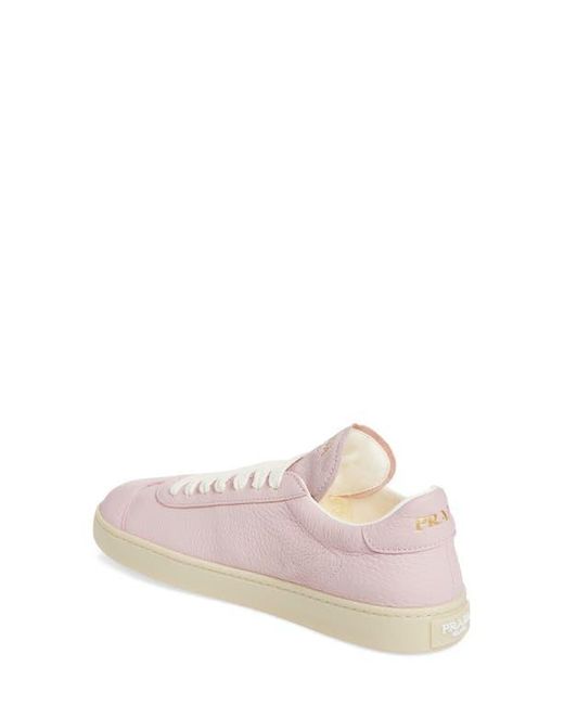 【PRADA】lady's 美品！triangleロゴ スニーカー pink Prada Lane Triangle Logo Deerskin Leather Sneaker in Pink | Lyst