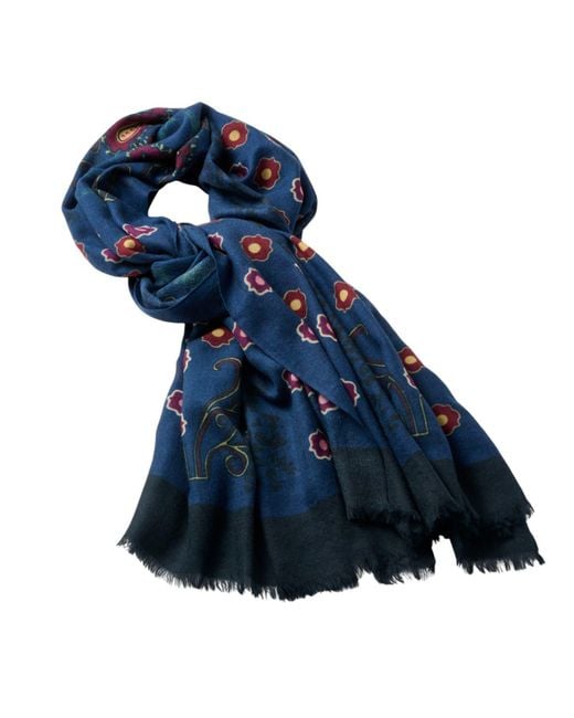 Robert Talbott Blue Hackman Wool & Silk Scarf for men