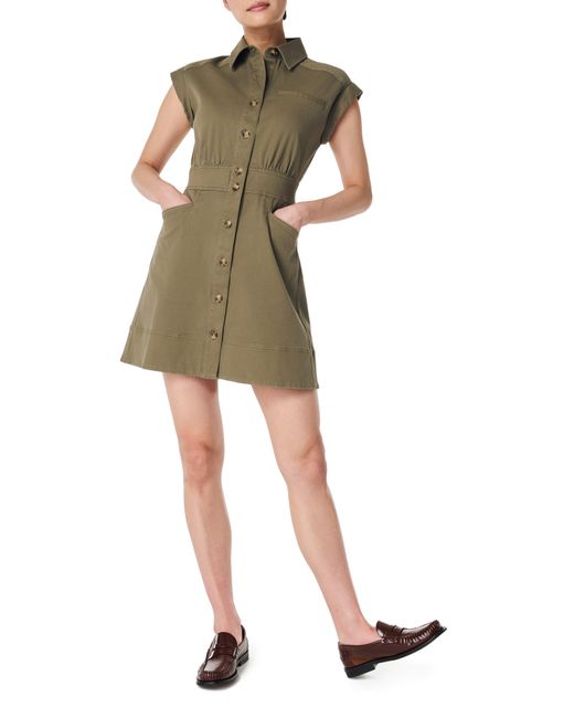 Spanx Green Spanx Button Front Stretch Twill Utility Dress
