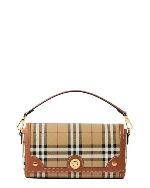 Burberry Brown Small Note Check & Leather Crossbody Bag