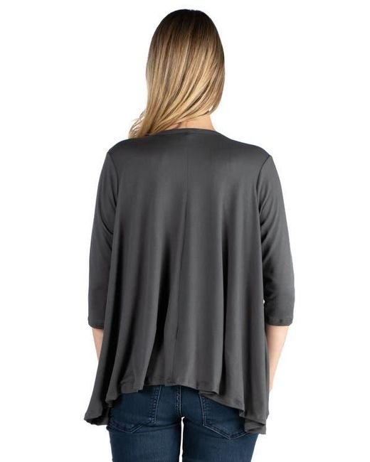 24seven Comfort Apparel Black Maternity Elbow Length Sleeve Open Cardigan