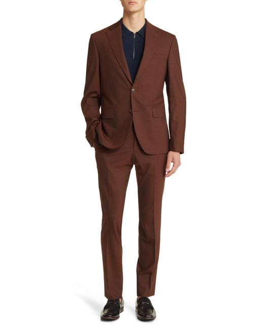 Ted Baker Brown Roger Extra Slim Fit Solid Stretch Wool Suit for men