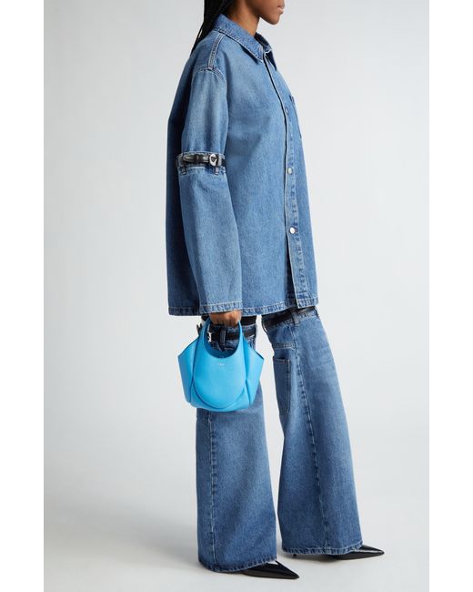 Coperni Blue Mini Swipe Leather Handbag