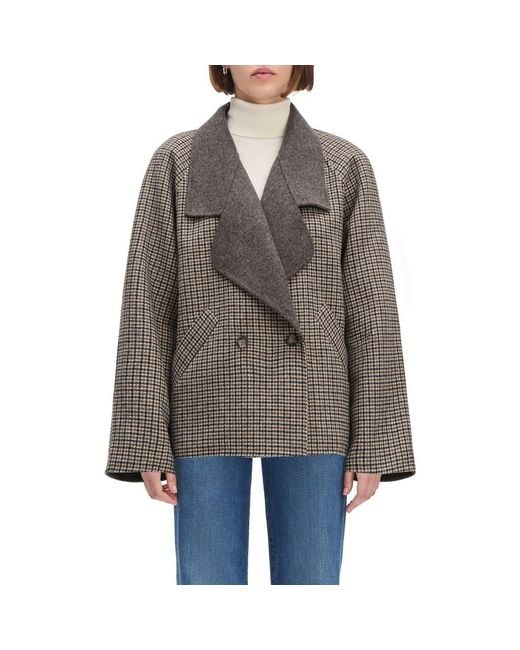 FAVORITE DAUGHTER Brown The Cameron Houndstooth Wool Blend Coat