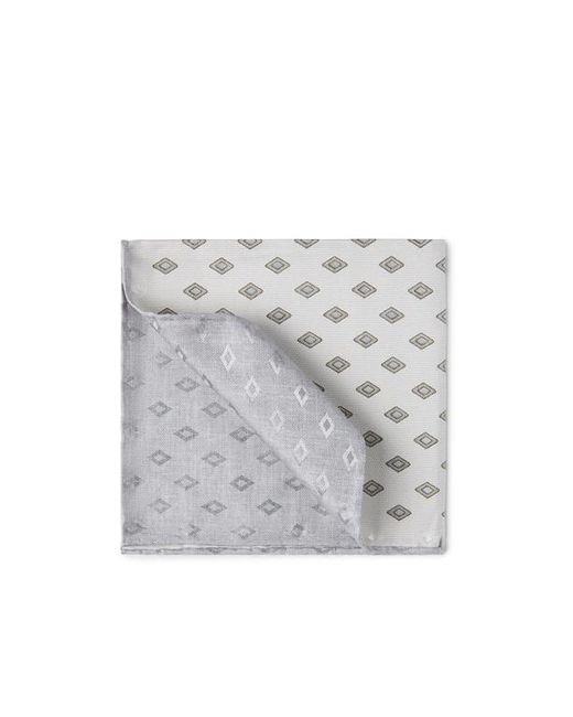 Brunello Cucinelli Gray Silk Pocket Square With Pattern for men