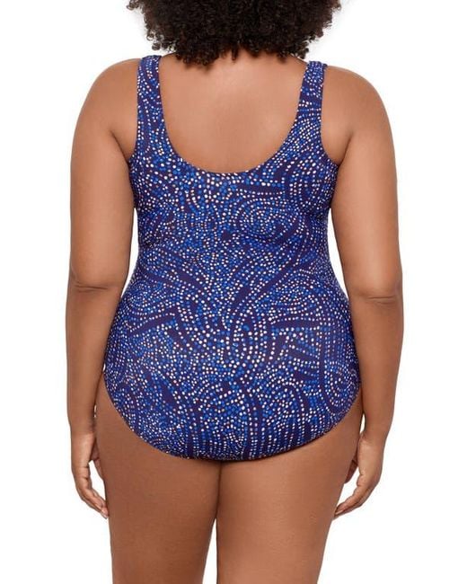 Miraclesuit Blue Spotlight Oceanus Abstract Print One-Piece Swimsuit