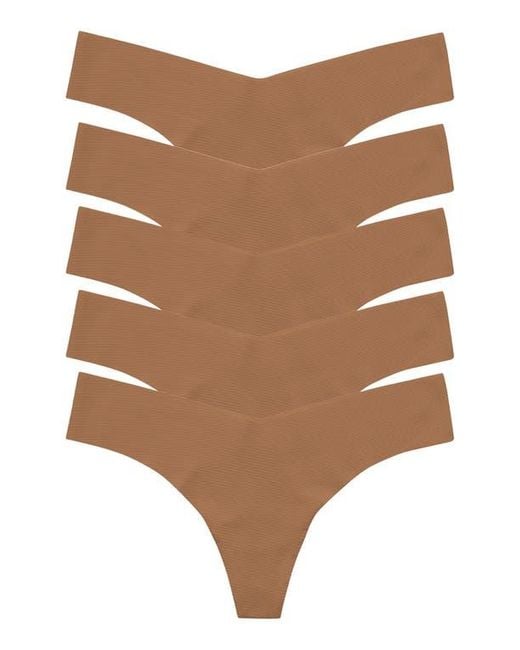 Commando Brown Classic Solid Thong 5-Pack