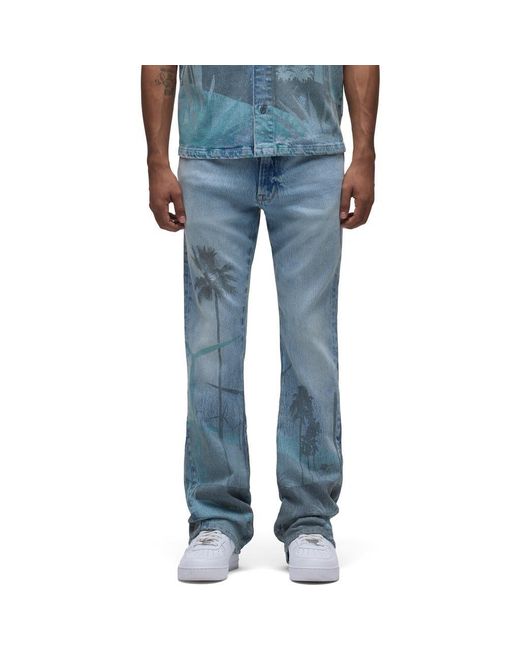 Hudson Blue Walker Laser Print Kick Flare Jeans for men