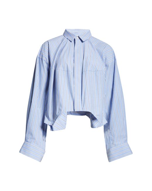 Sacai Blue Stripe Poplin Crop Button-up Shirt