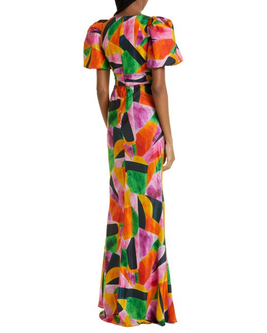 Rebecca Vallance Copacabana Silk Puff Sleeve Maxi Dress